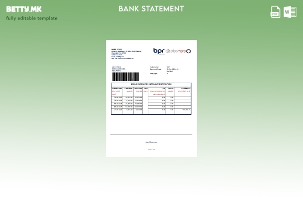 Модерен стил шаблон за збор за извод од банка во Руанда BPR